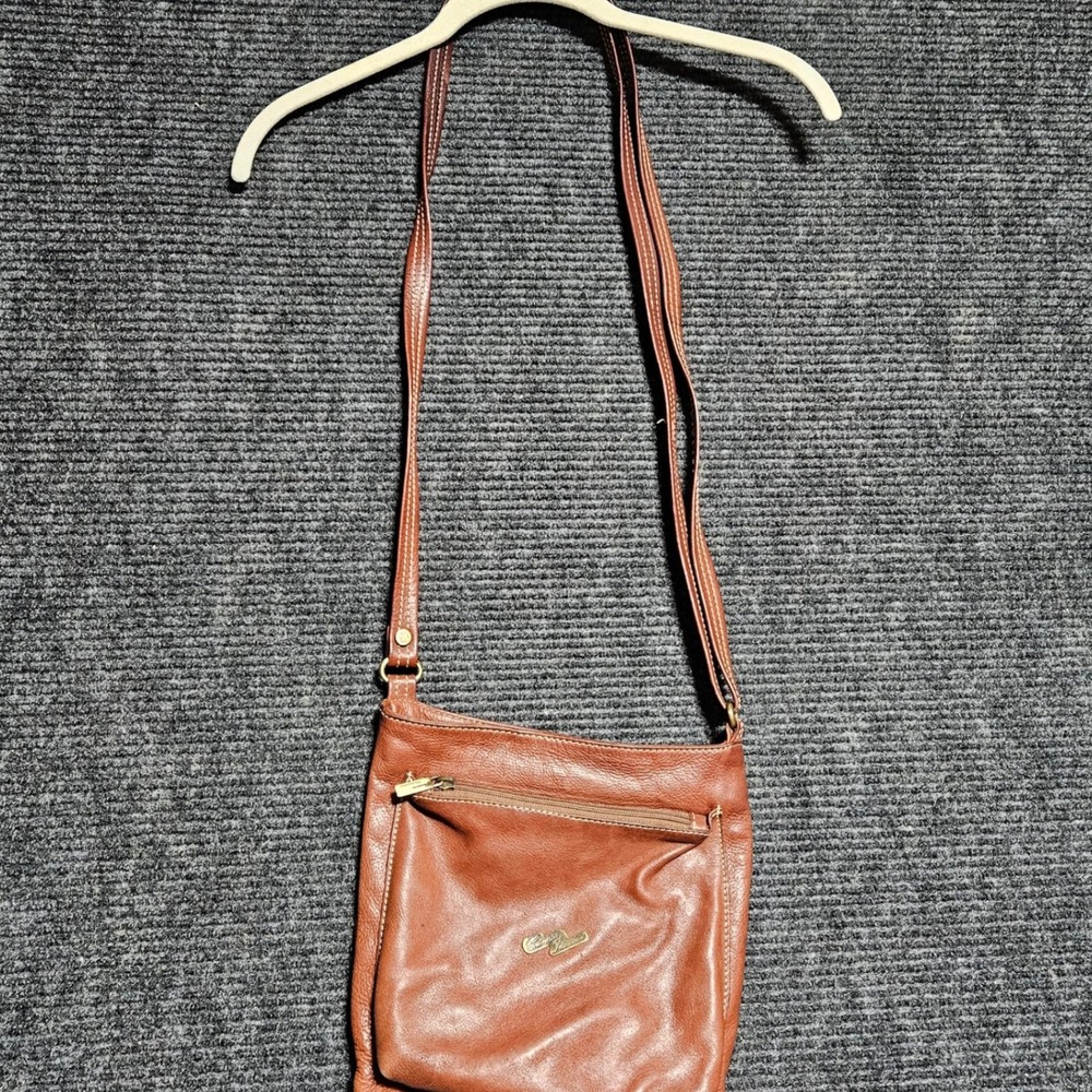 Cuoieria Fiorentina Brown Pebbled Leather Crossbody Bag Italian Made Small Purse
